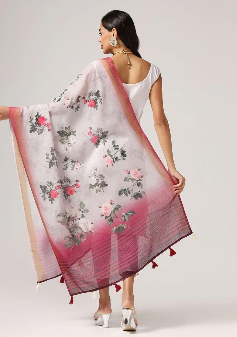 Floral Printed Tasselled Dupatta