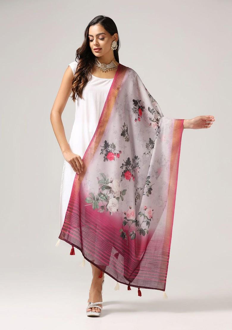 Floral Printed Tasselled Dupatta