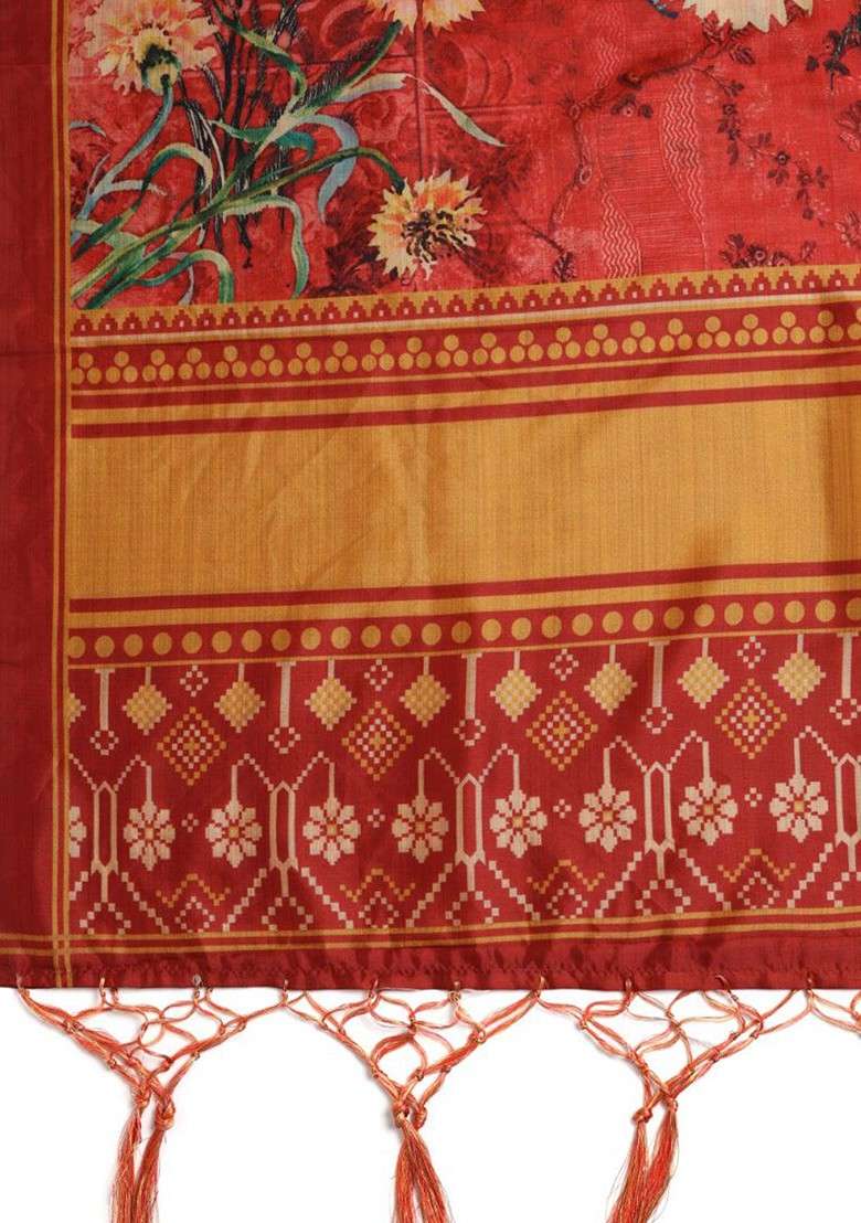 Ethnic Motifs Printed Silk Dupatta - Indya