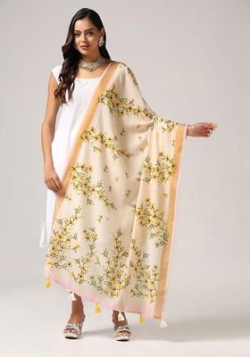 Ethnic Motifs Printed Linen Zari Dupatta