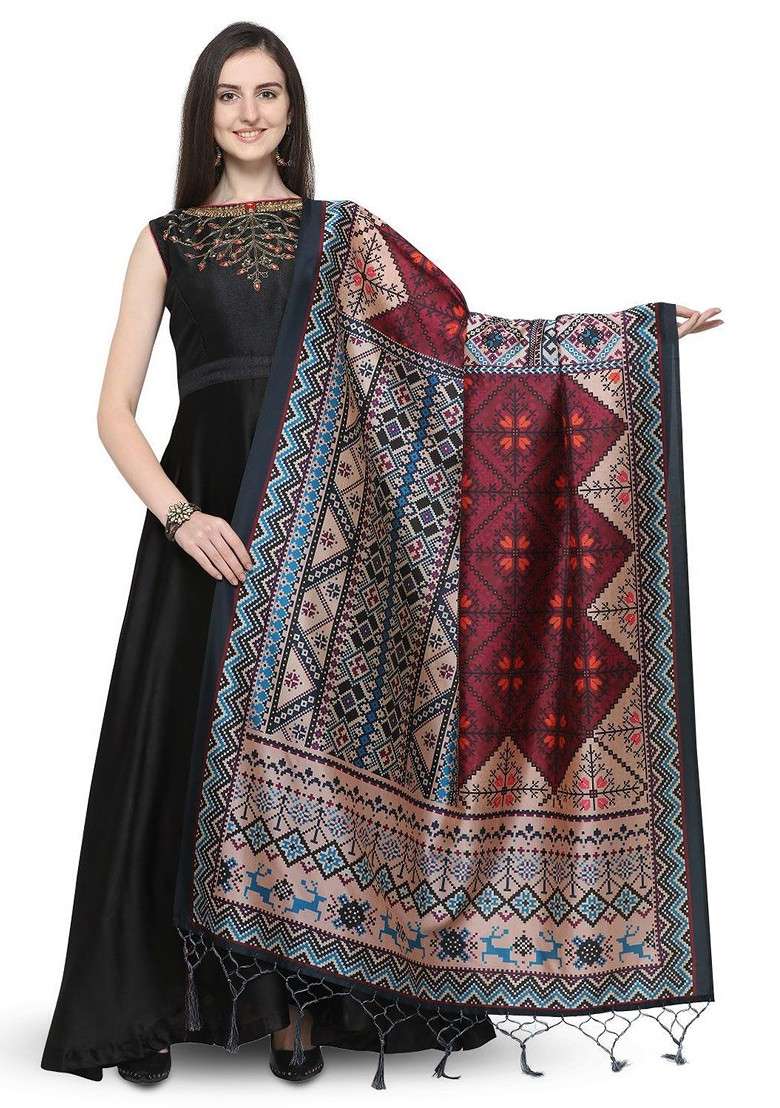 Ethnic Motifs Printed Assam Silk Dupatta - Indya