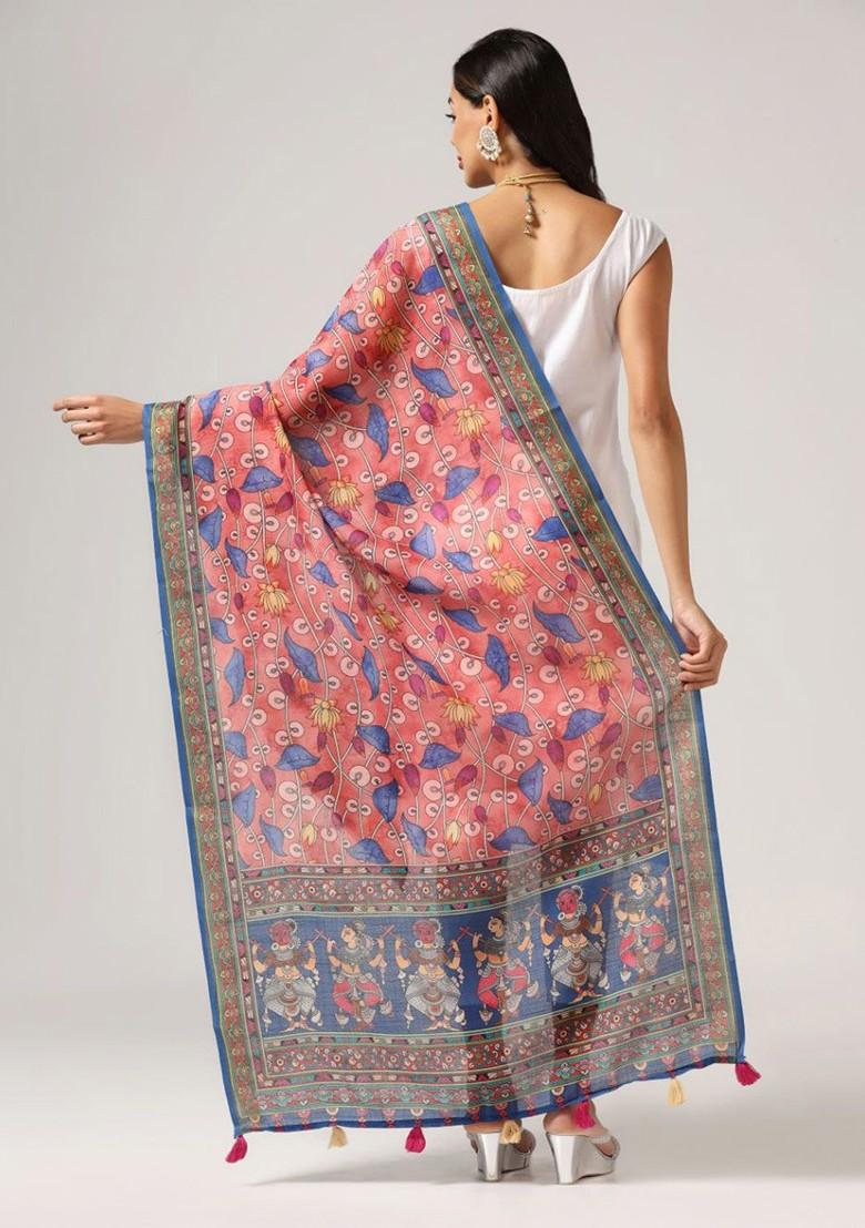 Ethnic Motifs Printed Linen Zari Dupatta