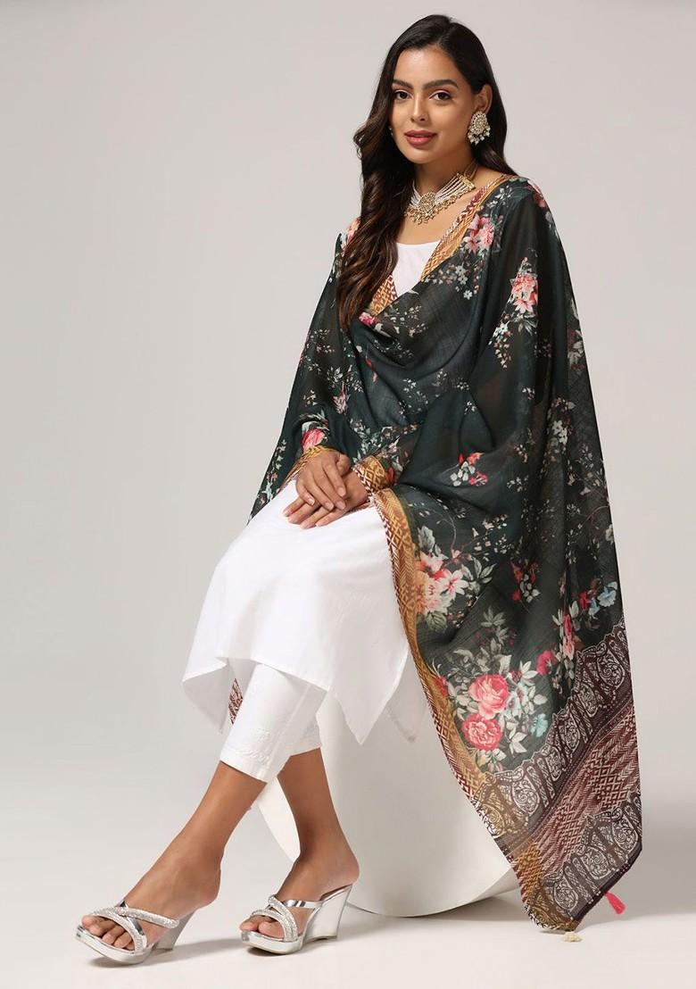 Floral Printed Linen Dupatta