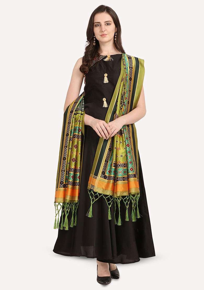 Ethnic Motifs Digital Printed Assam Silk Dupatta - Indya