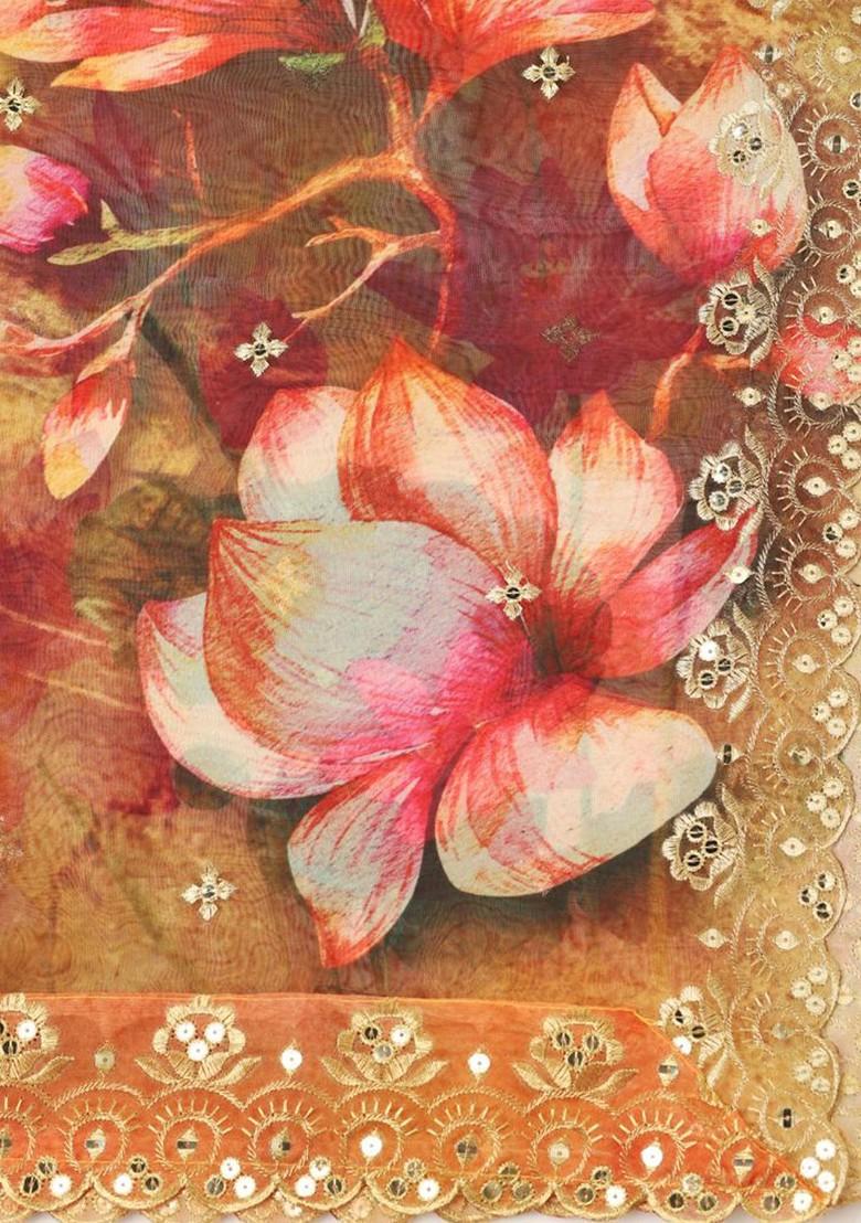 Floral Digital Printed Organza Dupatta