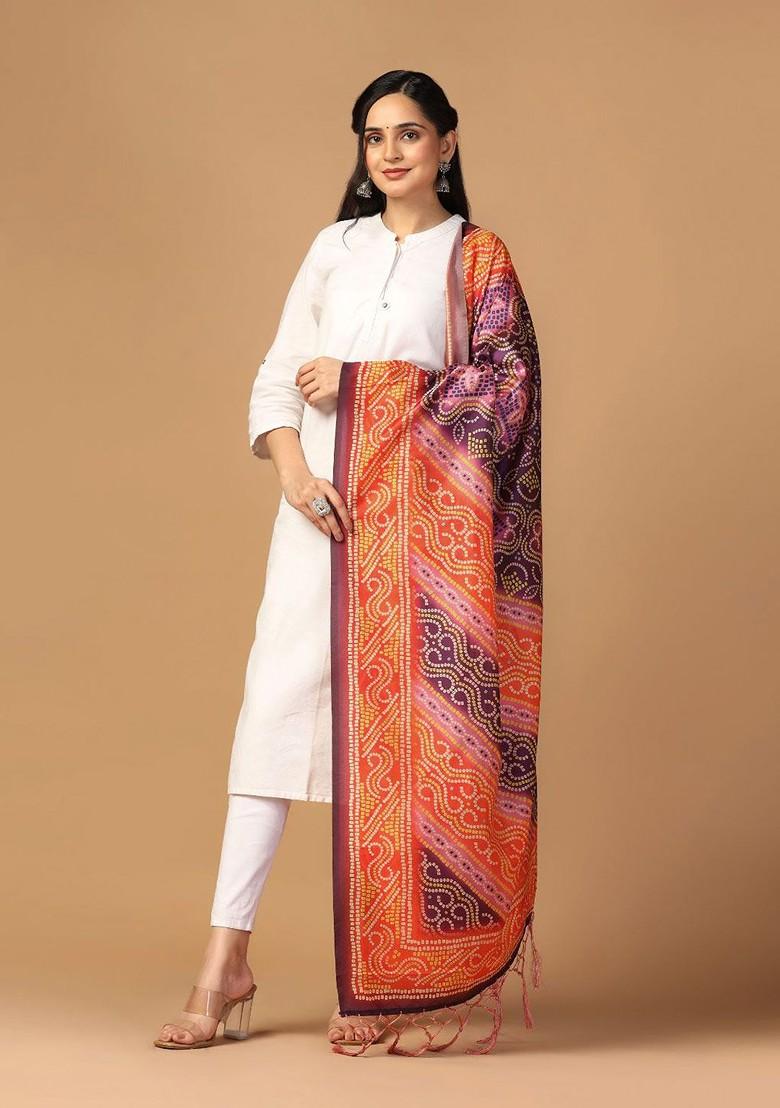 Bandhani Digital Printed Assam Silk Dupatta