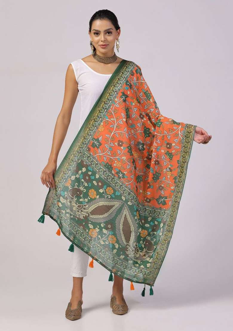 Ethnic Motifs Printed Tasselled Dupatta - Indya