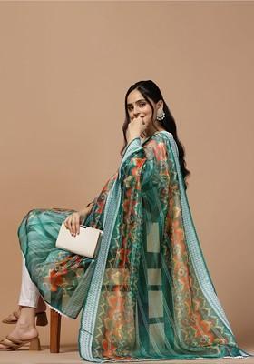 Ethnic Motifs Printed Organza Silk Dupatta