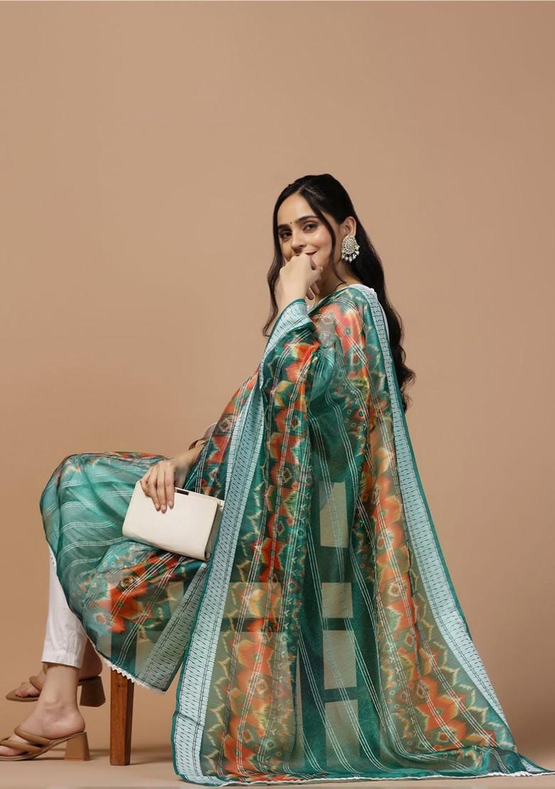 Ethnic Motifs Printed Organza Silk Dupatta