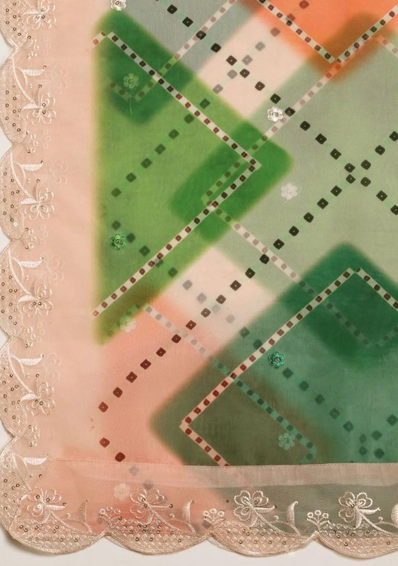 Geometric Printed Organza Silk Dupatta