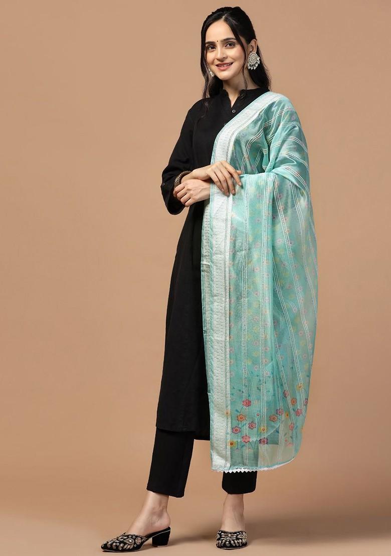 Floral Printed Organza Silk Dupatta