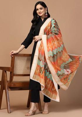 Geometric Printed Cotton Chanderi Dupatta