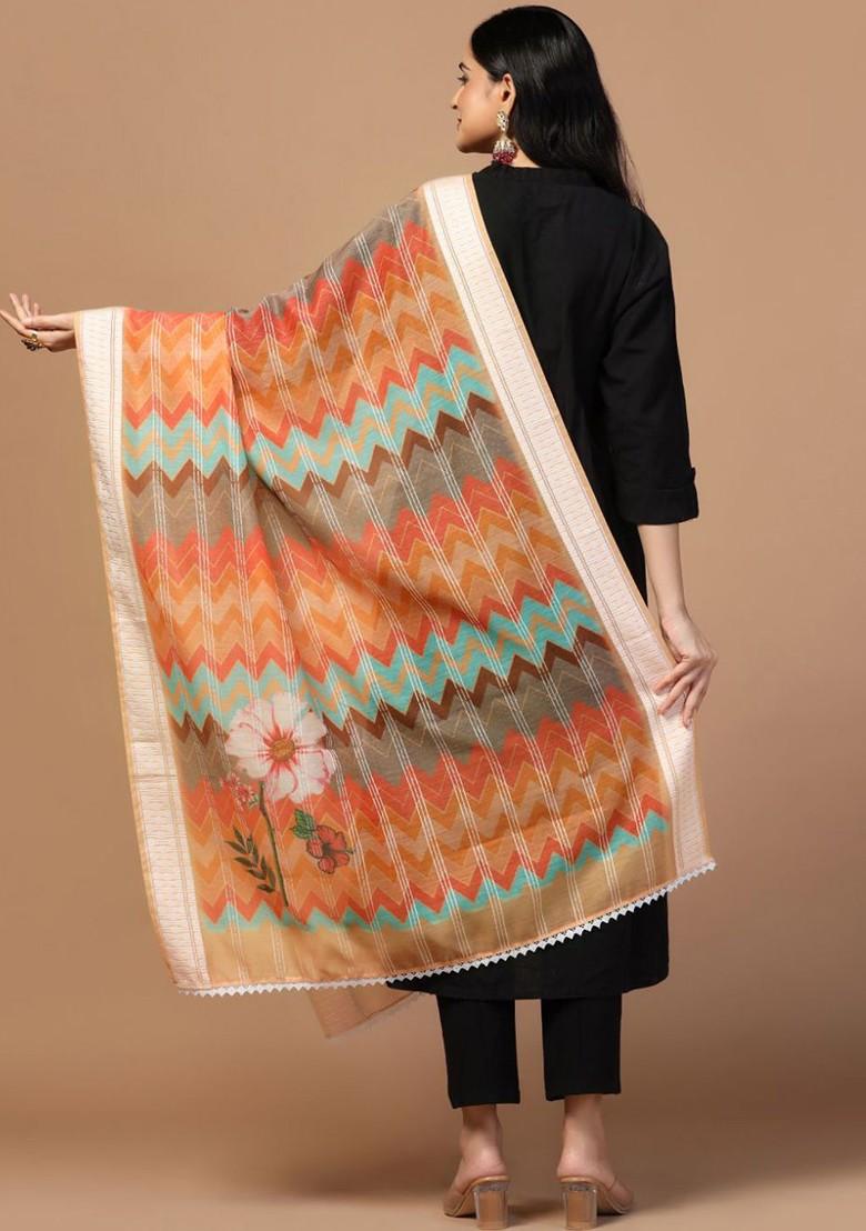 Geometric Printed Cotton Chanderi Dupatta