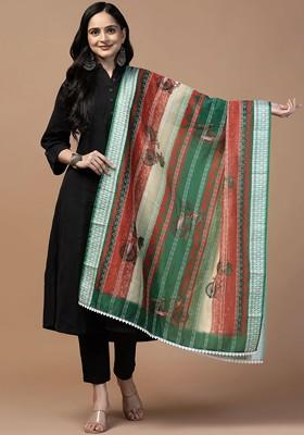 Graphic Printed Cotton Chanderi Dupatta