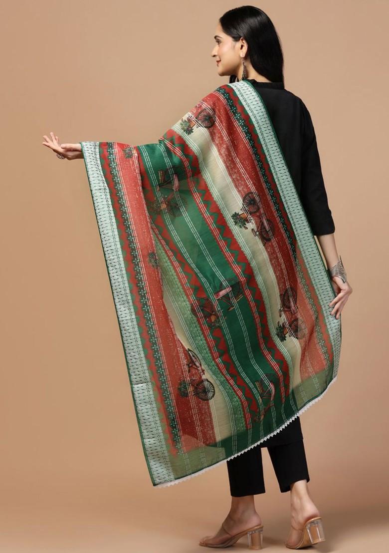 Graphic Printed Cotton Chanderi Dupatta