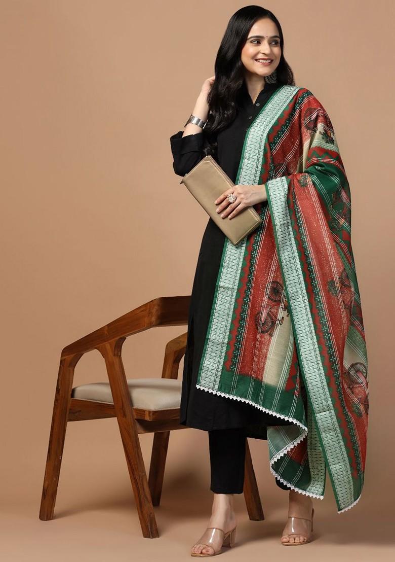 Graphic Printed Cotton Chanderi Dupatta