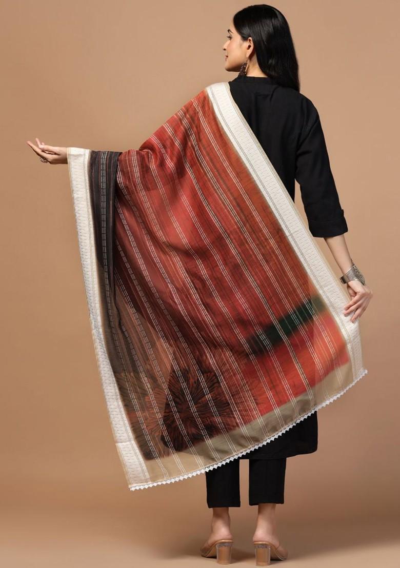 Floral Printed Cotton Chanderi Dupatta