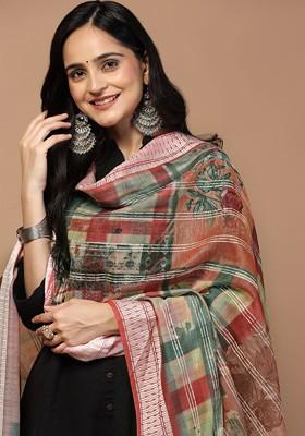 Sequinned Floral Printed Dupatta