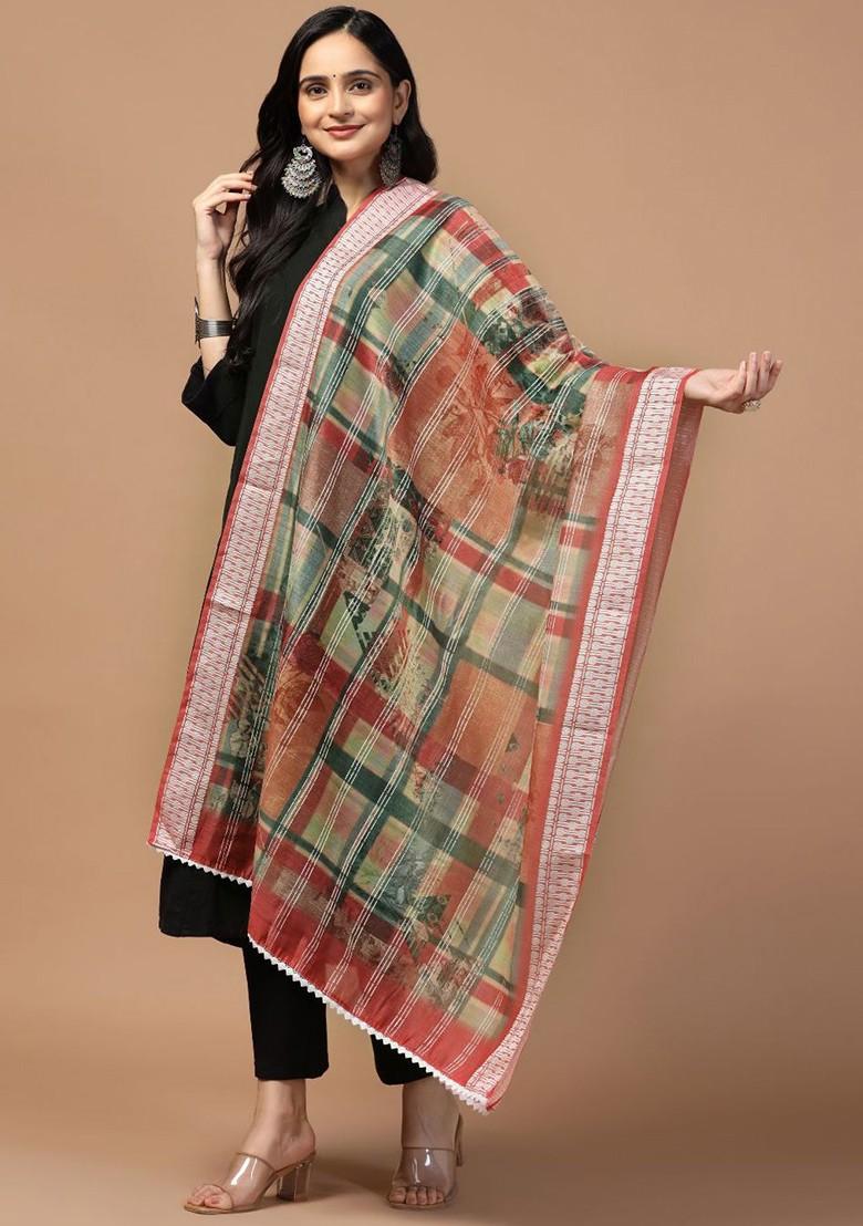 Sequinned Floral Printed Dupatta