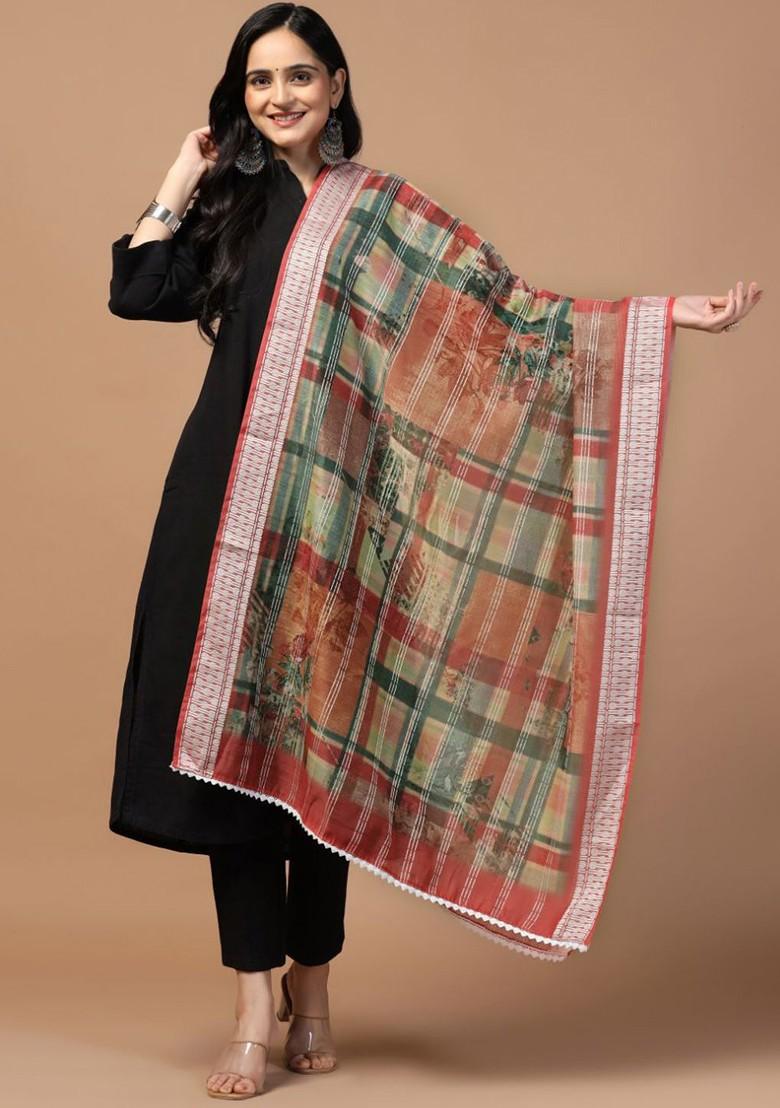 Sequinned Floral Printed Dupatta
