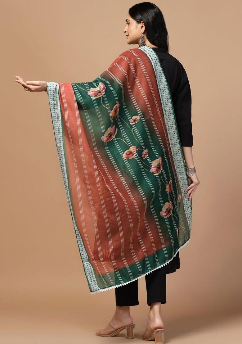 Sequinned Floral Printed Dupatta