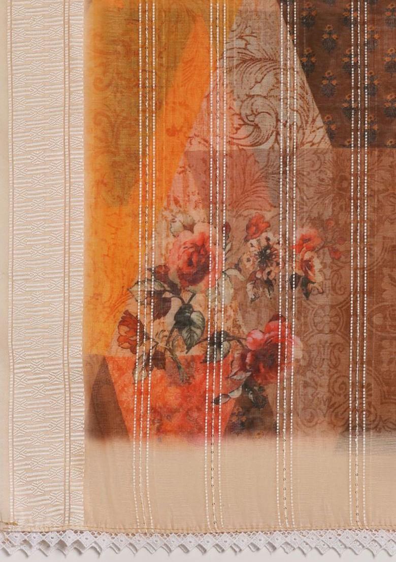 Sequinned Floral Printed Dupatta