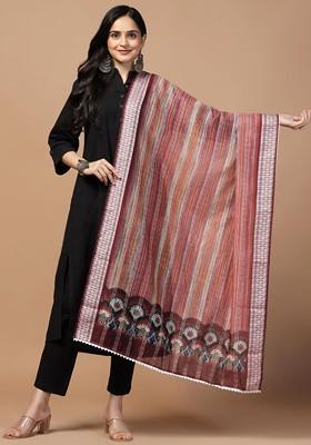 Sequinned Striped Dupatta