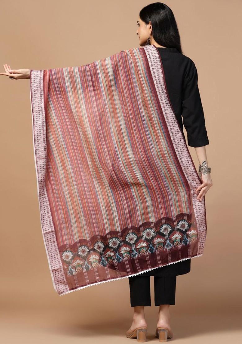 Sequinned Striped Dupatta