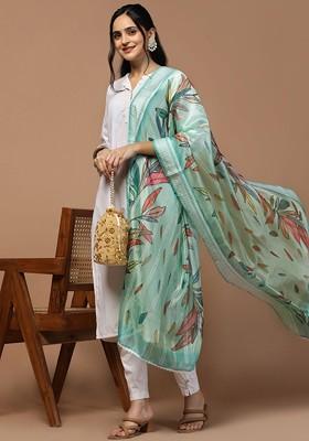 Floral Printed Organza Dupatta