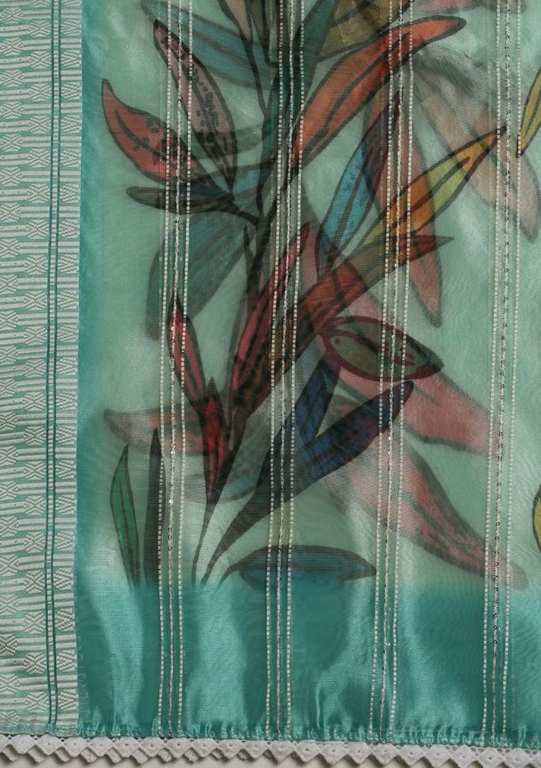 Floral Printed Organza Dupatta