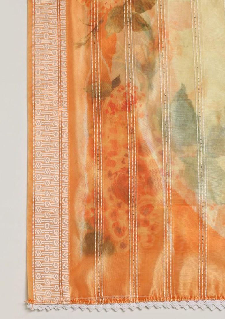 Ethnic Motifs Embroidered Organza Dupatta With Sequinned