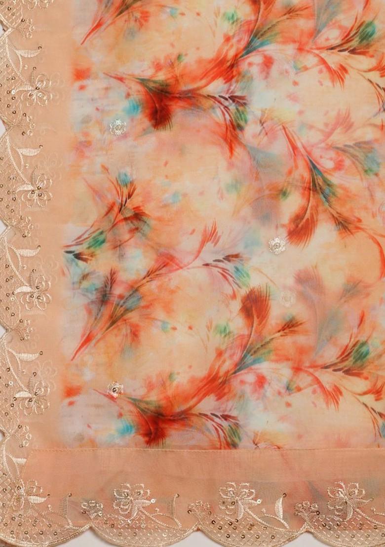 Floral Printed Organza Dupatta
