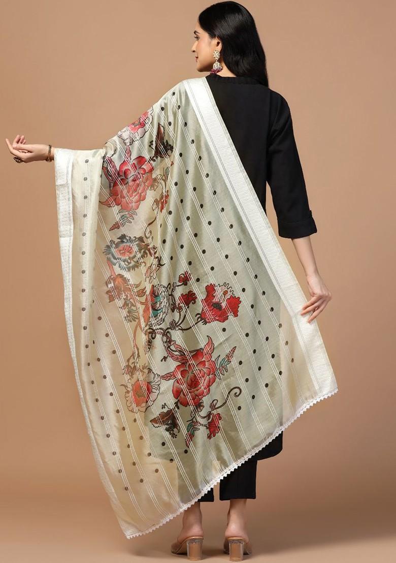 Floral Printed Organza Dupatta