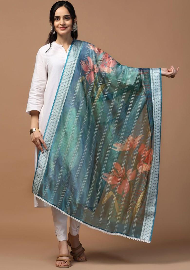 Floral Printed Organza Dupatta