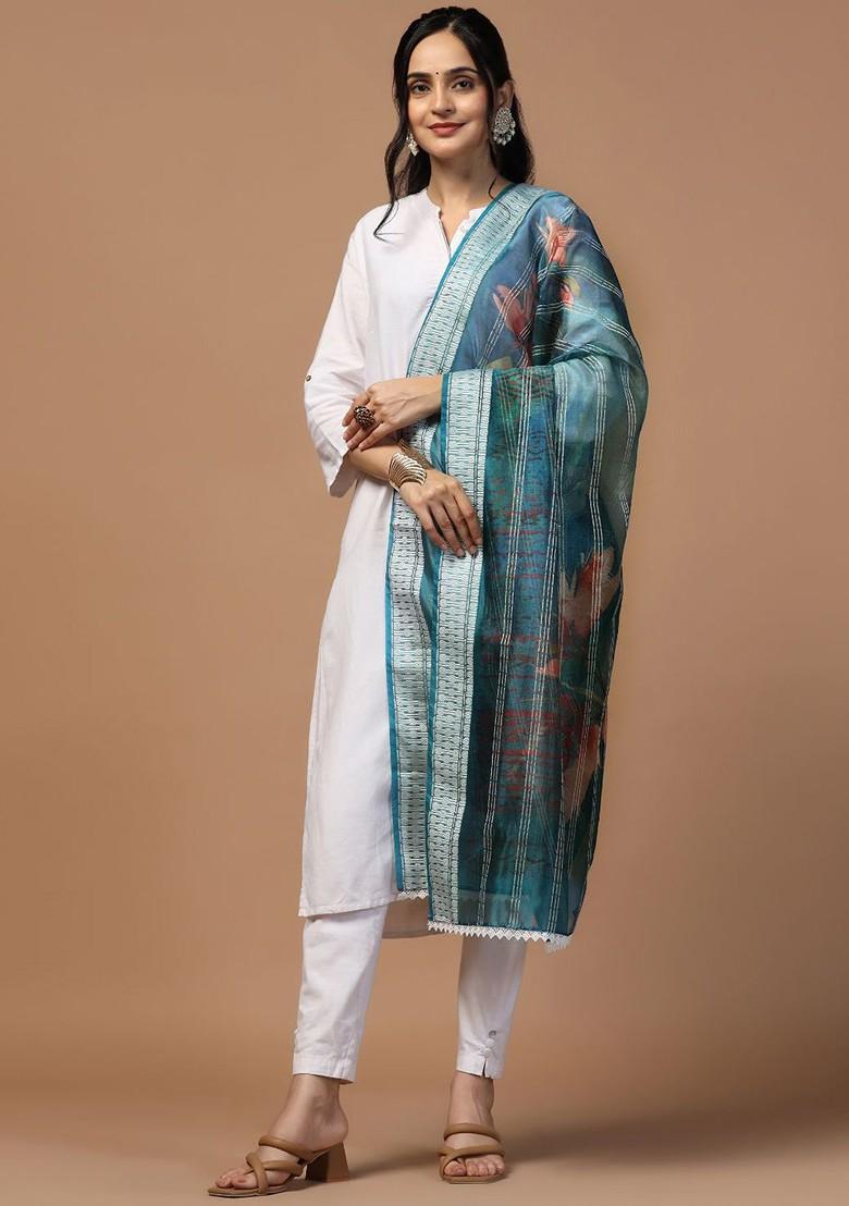 Floral Printed Organza Dupatta