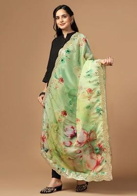 Floral Printed Organza Dupatta