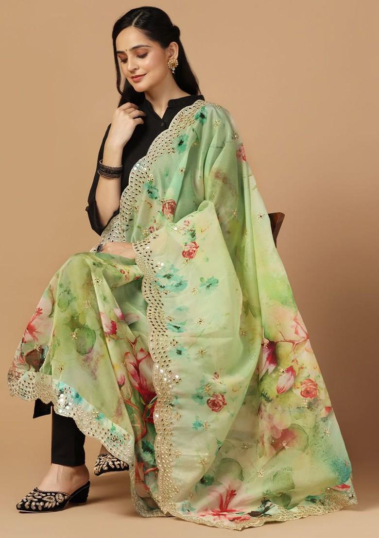 Floral Printed Organza Dupatta