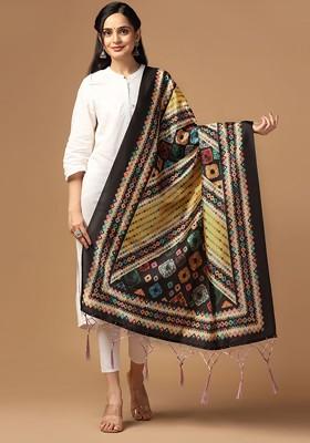Geometric Printed Silk Dupatta