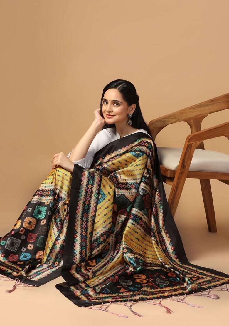Geometric Printed Silk Dupatta