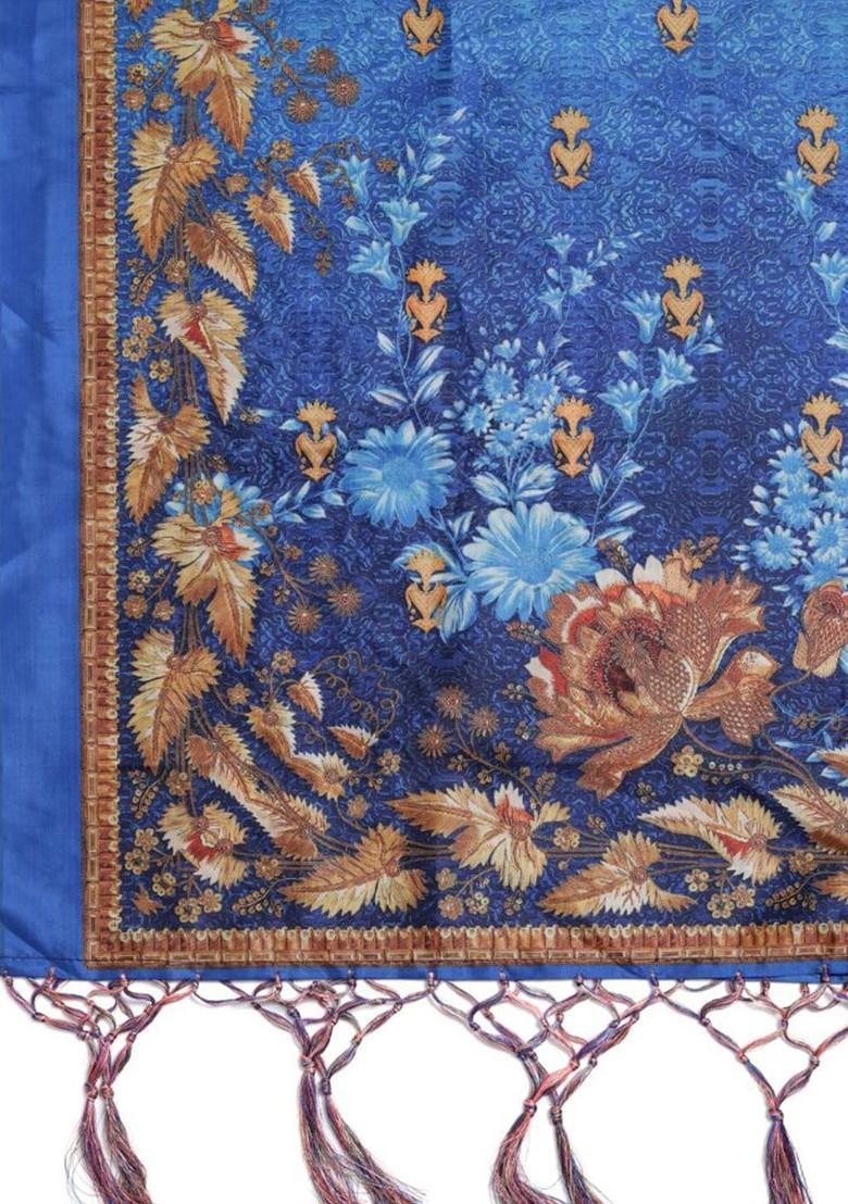 Floral Printed Silk Dupatta