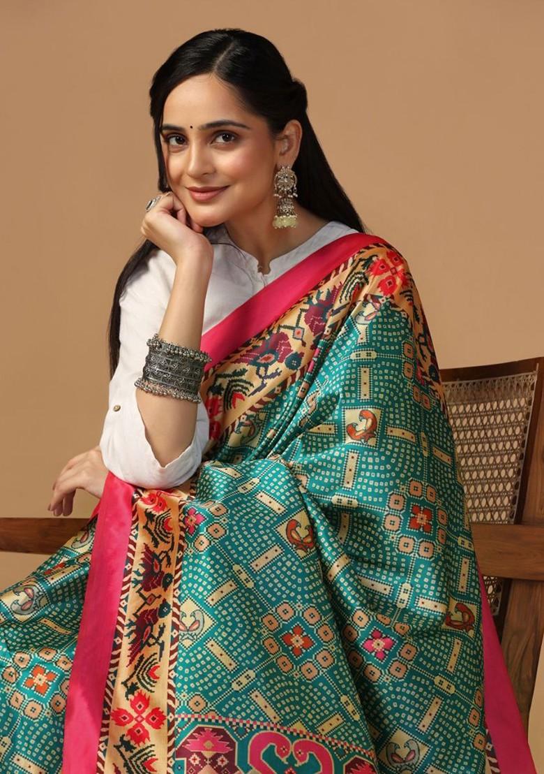 Ethnic Motifs Printed Tasselled Silk Dupatta