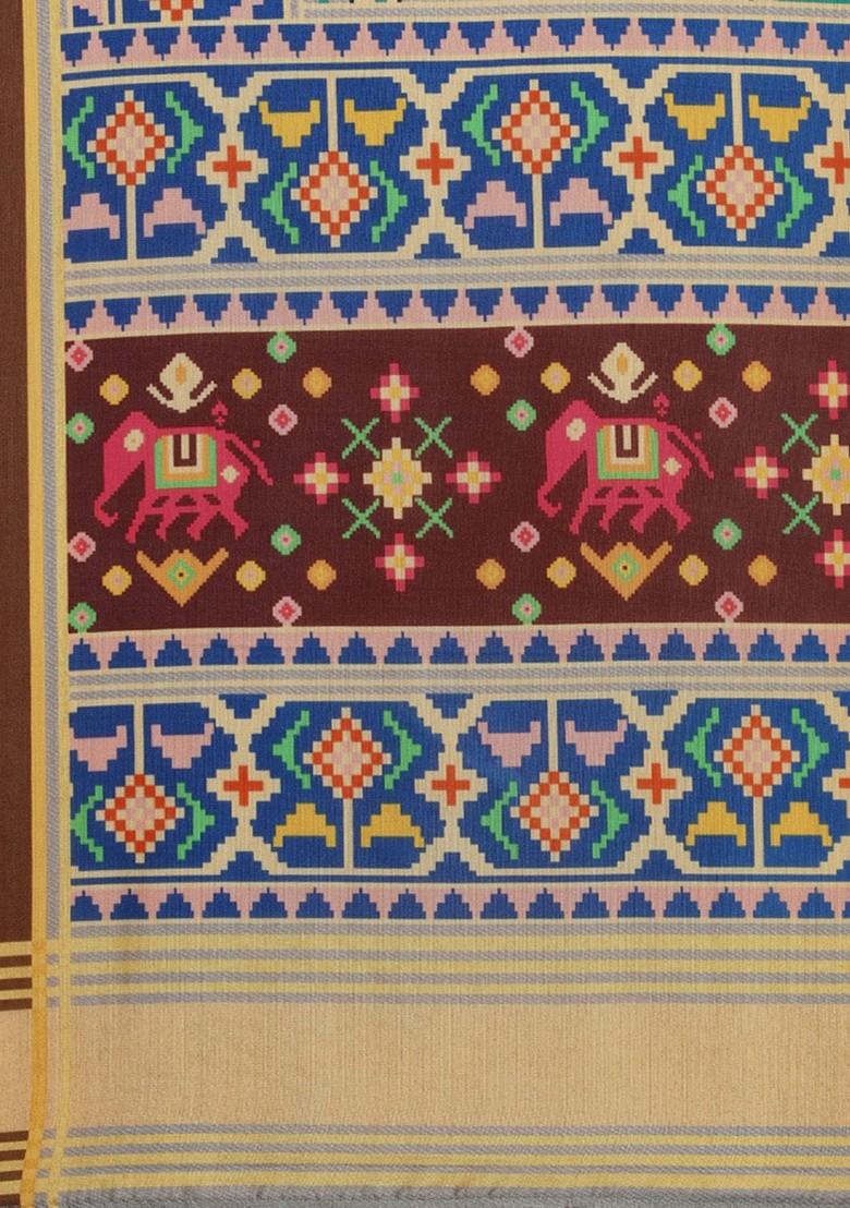 Grey And Red Ethnic Motifs Printed Dupatta