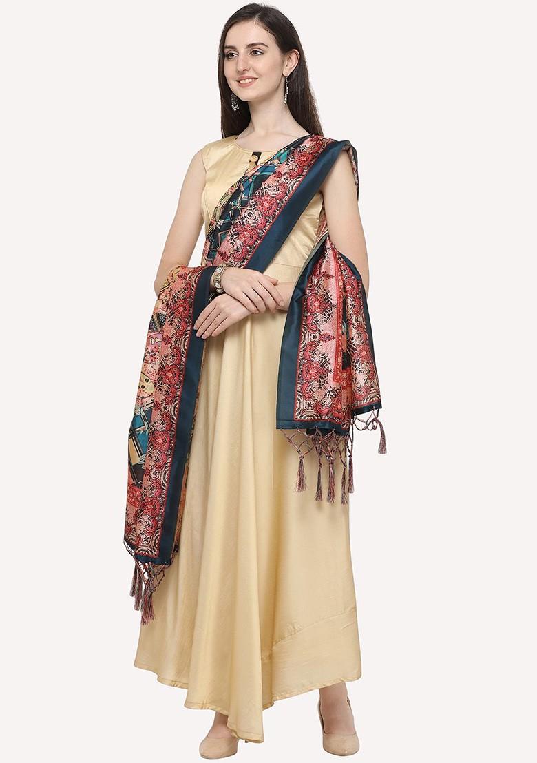 Green And Rust Ethnic Motifs Printed Dupatta