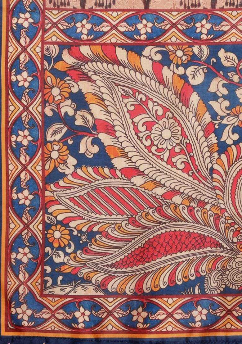 Black And Blue Ethnic Motifs Printed Dupatta - Indya