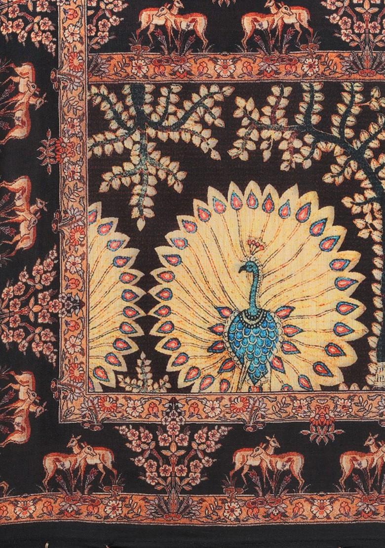 Black And Brown Ethnic Motifs Printed Dupatta