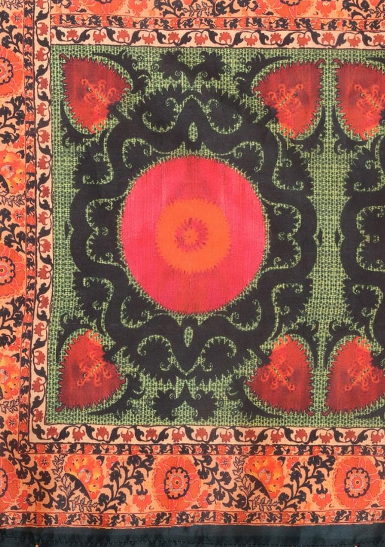 Black And Green Ethnic Motifs Printed Dupatta