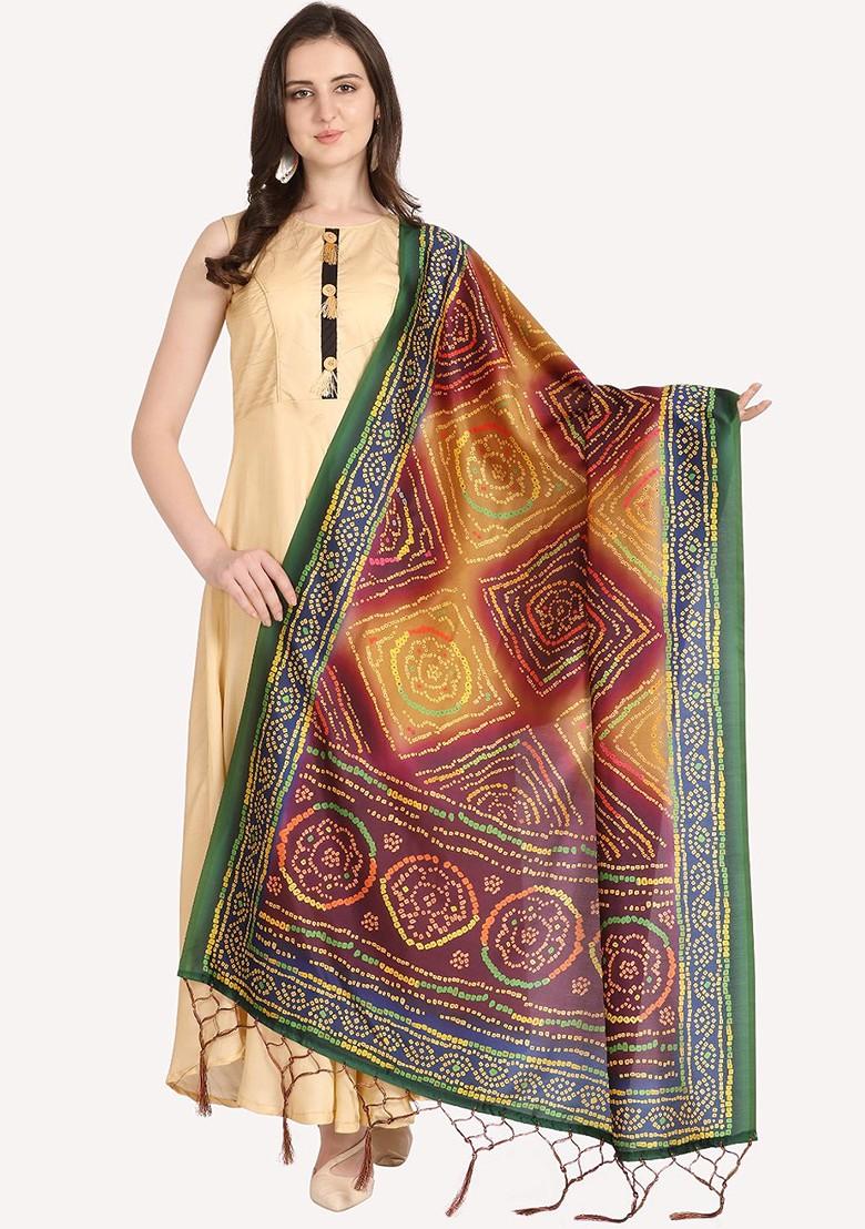 Green And Blue Printed Dupatta