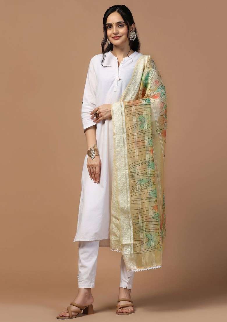 Ethnic Motifs Printed Organza Dupatta - Indya