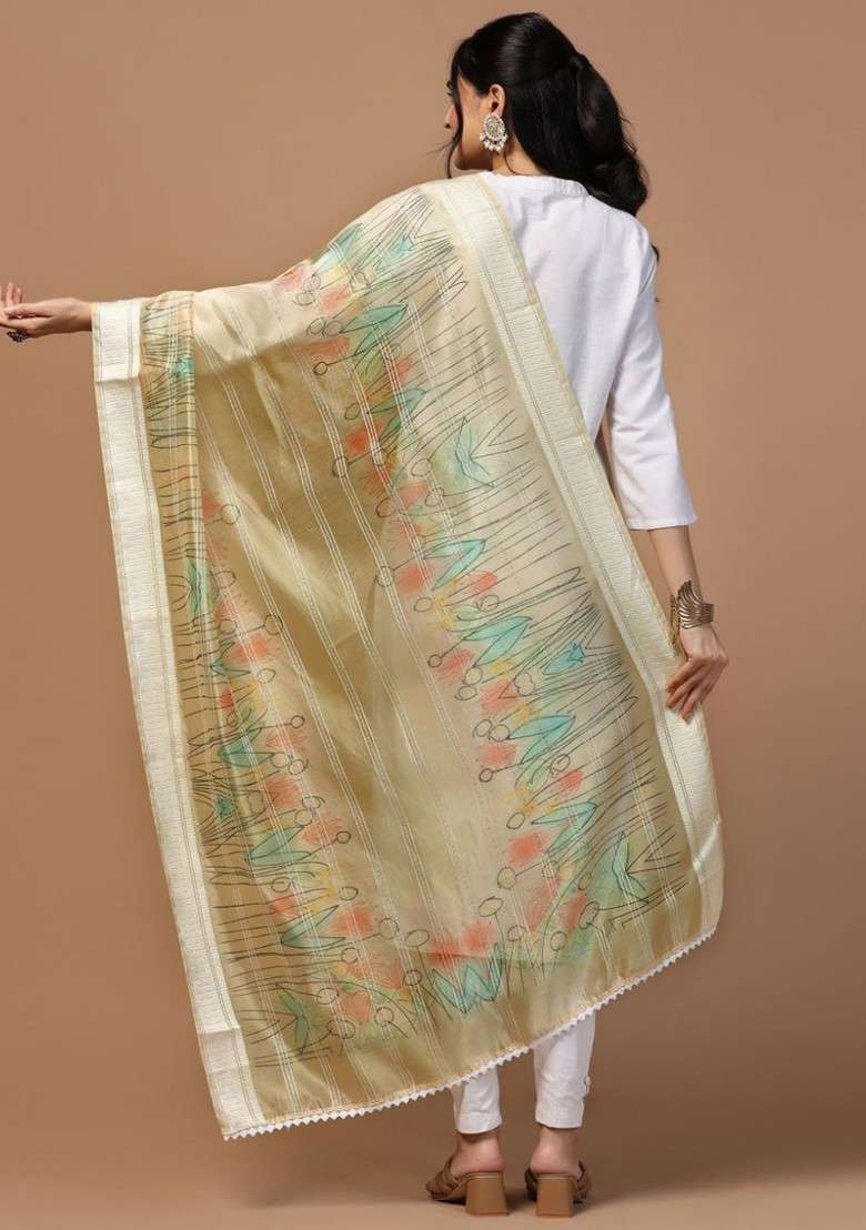 Ethnic Motifs Printed Organza Dupatta - Indya