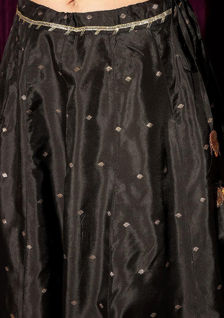 Black Woven Design Blended Lehenga Choli